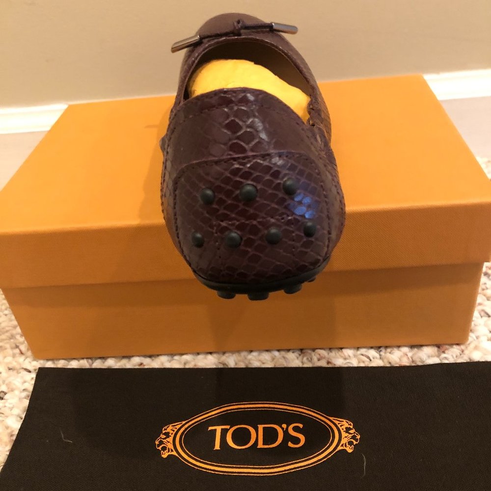 Tod's Python Embossed Leather Ladies Ballet Flat Size 8.5 - Picture 5 of 16